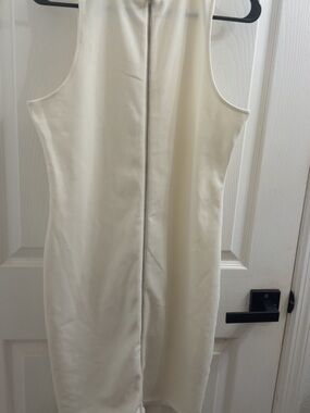 Express Cream Sleeveless Zip-Front Mini Dress